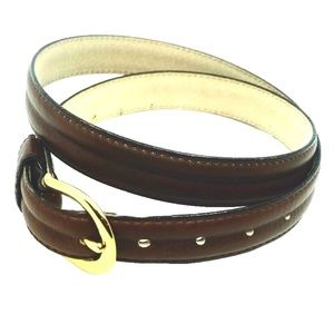 VINTAGE USA~ Dockers Women's Brown Leather Belt Brass Buckle~30-34" L